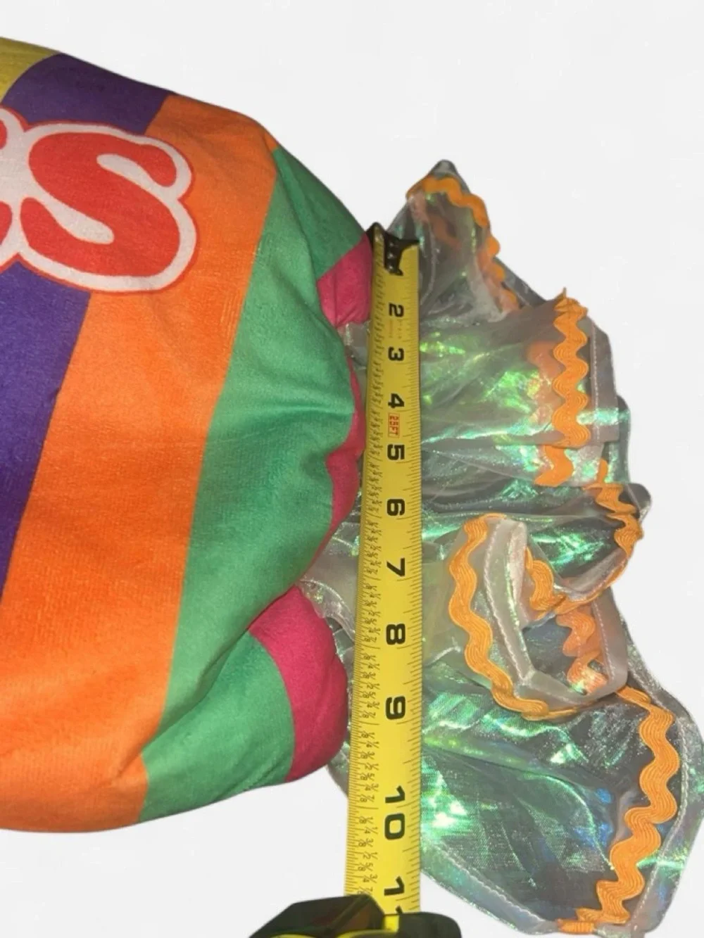 Rainbow Stripe Plush Dog Costume- Multi-Color